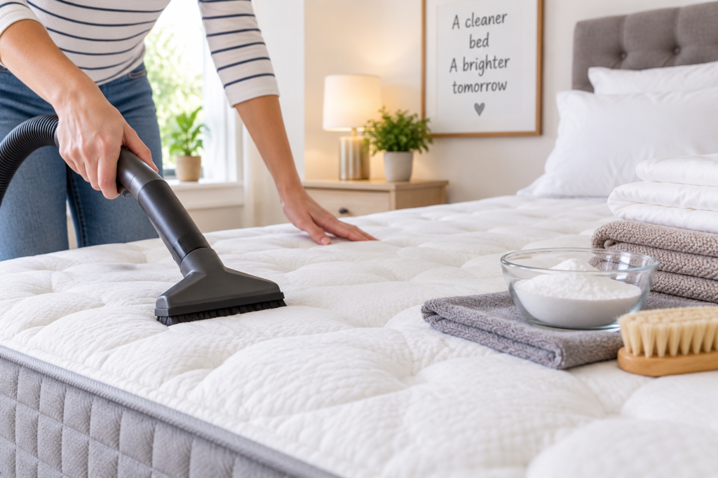 Vacuuming a mattress properly as part of a safe mattress cleaning routine