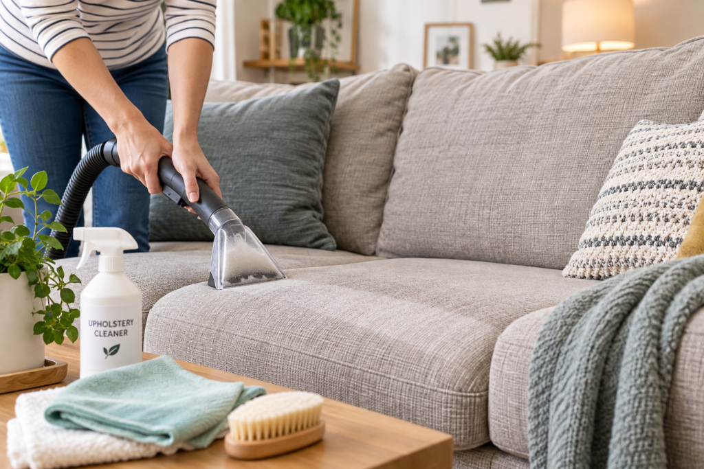 How to Deep Clean Fabric Sofa: A Thorough Cleaning Guide Deep cleaning a fabric sofa with an upholstery extraction cleaner